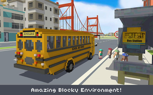 Blocky School Bus & City Bus Simulator Craft 1.9 screenshots 2