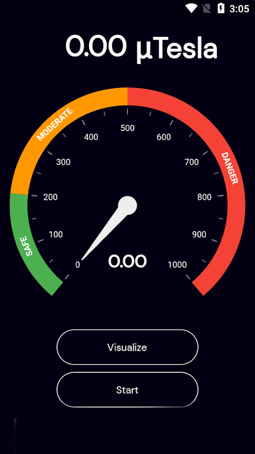 Android application EMF detector screenshot