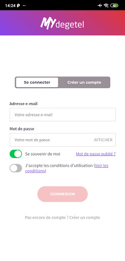 Android application MyDegetel screenshort