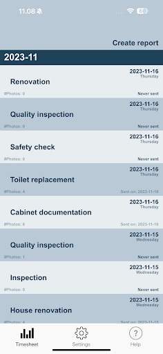 Android application PDF Work Report screenshort