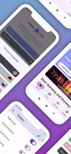 Android application Happyfide: Chat,Learn,Meditate screenshort