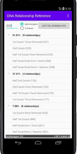 Android application DNA Relationship Finder screenshort