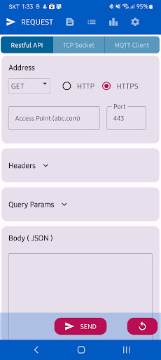 Android application Rest API Android + Socket/MQTT screenshort