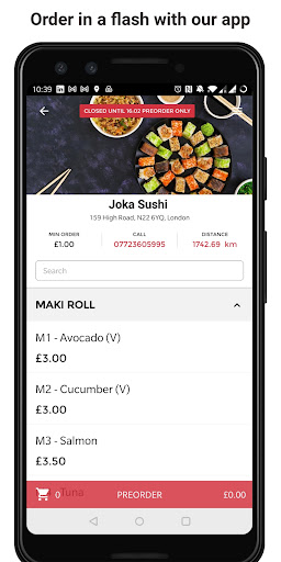Android application Joka Sushi screenshort