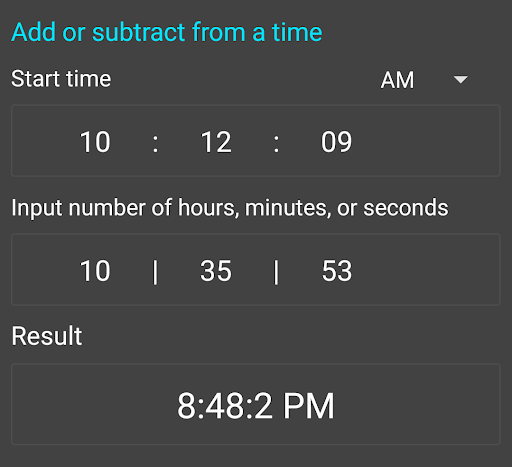 Time Duration Calc Screenshot