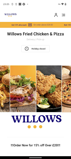 Android application Willows Fried Chicken & Pizza screenshort