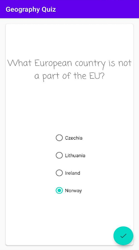 Android application Geography Quiz screenshort