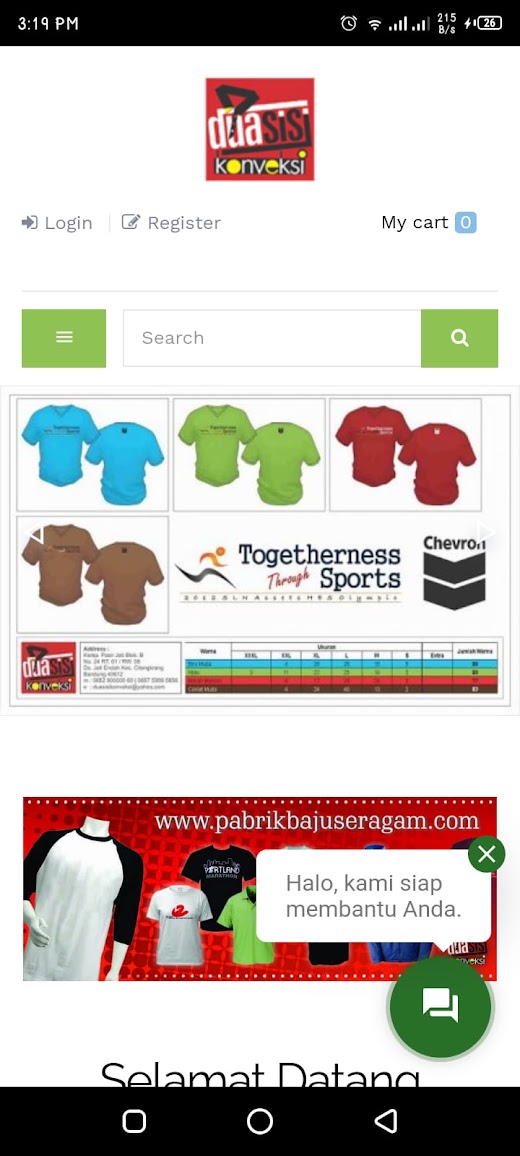 Android application Konveksi bandung screenshot