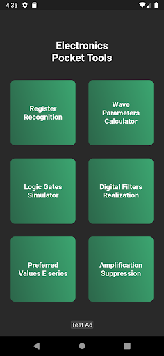 Android application Electronics Pocket Tools screenshort