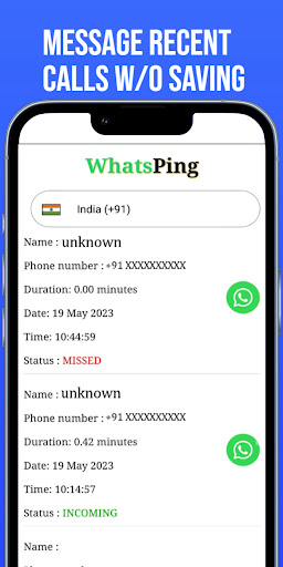 Android application WhatsPing - Chat w/o Contact screenshort