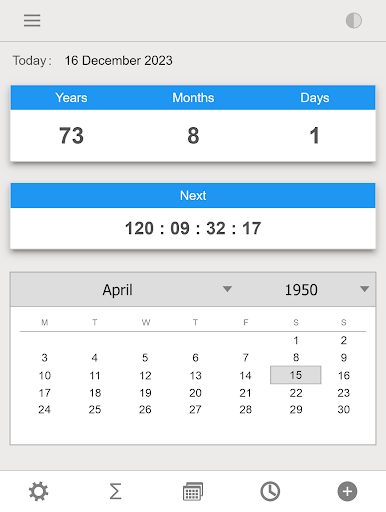 Screenshot of Age Calculator: Date of Birth