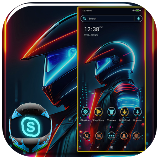 Neon Bike Rider Theme logo