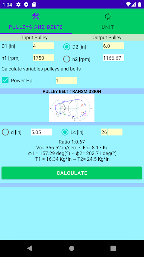 Android application Pulley and Belt screenshort