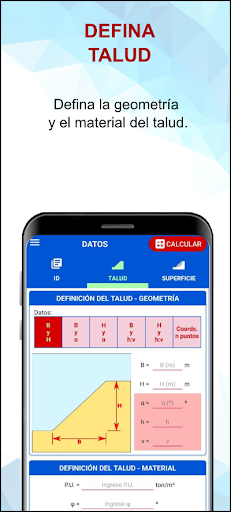 Android application Estabilidad de Taludes screenshort