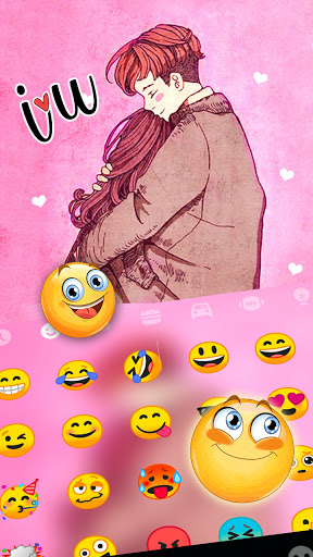Sweet Couple Hug Keyboard Back Screen 3