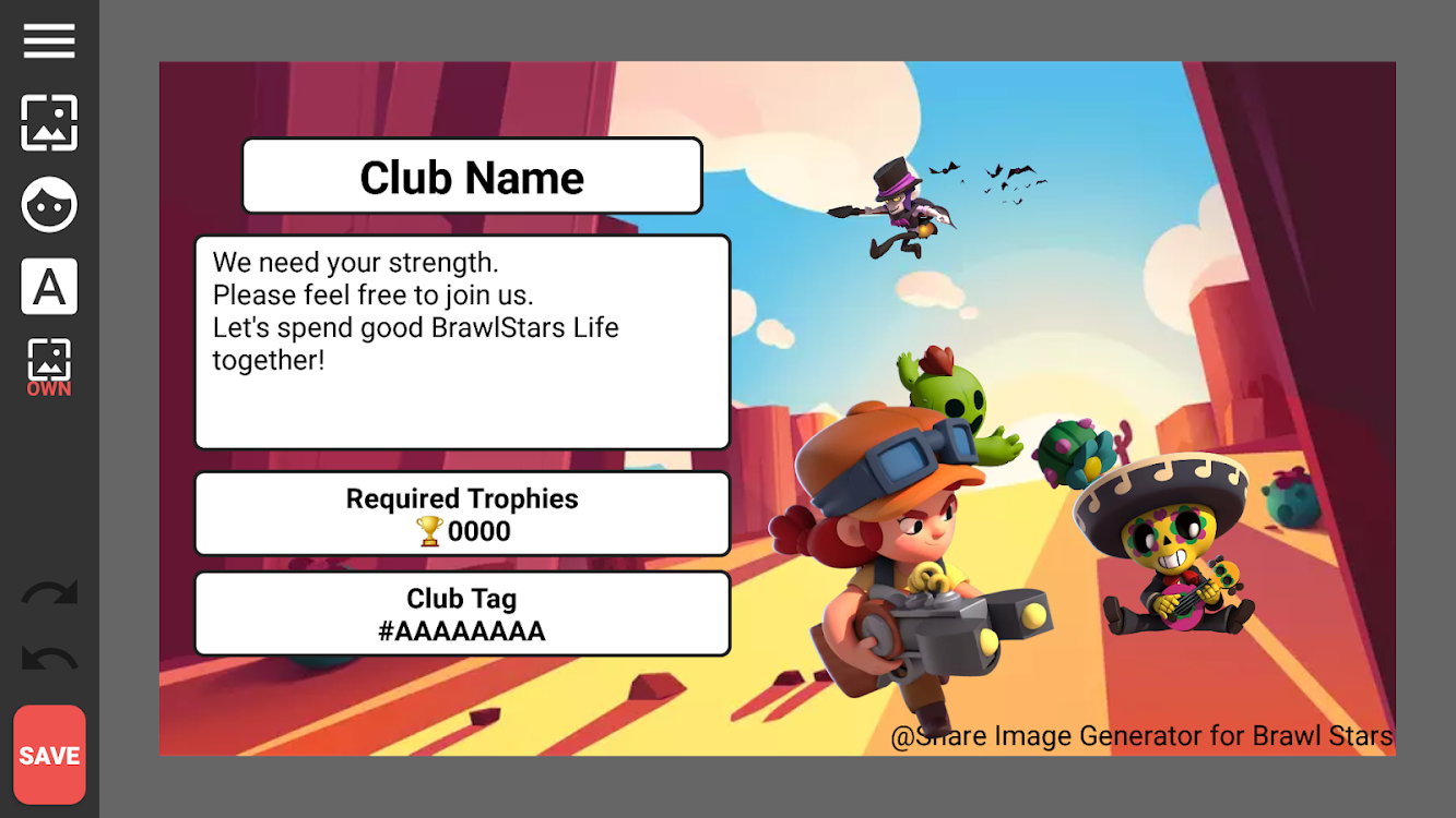 Share Image Generator For Brawl Stars By Lazy Leo Android Apps Appagg - best club names for brawl stars