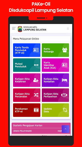 Android application PAKe-Oli Disdukcapil Lampung S screenshort