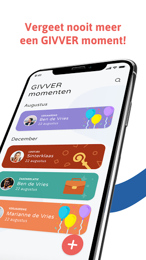 Android application GIVVER: Jouw persoonlijke cade screenshort