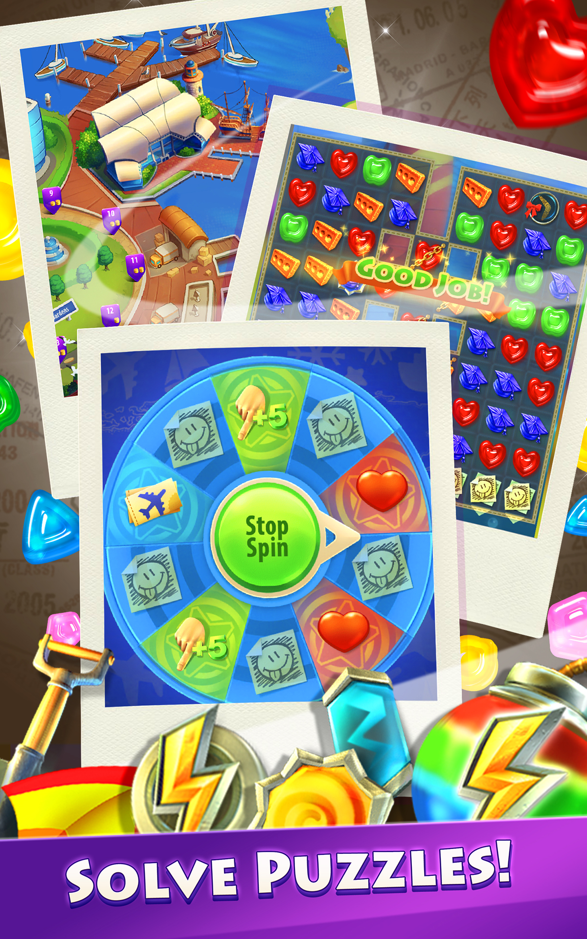 Android application Gummy Drop! Match 3 to Build screenshort