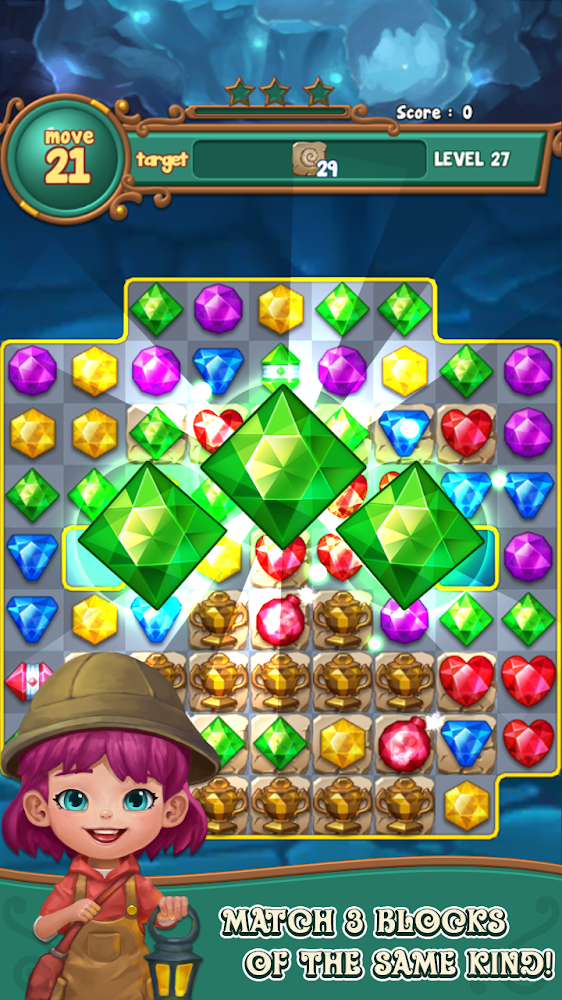 Jewels fantasy:  Easy and funny puzzle game (Free Shopping)