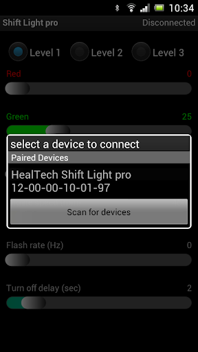 Android application Shift Light pro (SLP) screenshort
