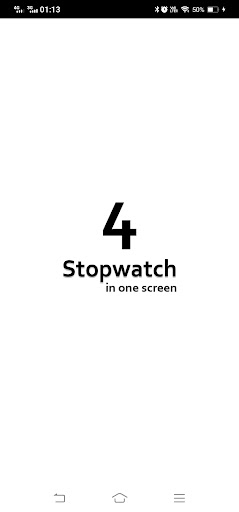 Android application 4 Stopwatch in one Screen screenshort