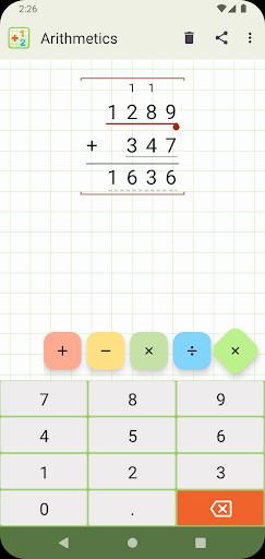 Android application Mathlab Arithmetics screenshort
