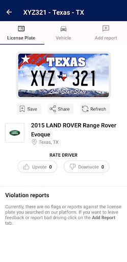 Report License Plate & Drivers Screen 2