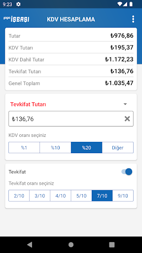 KDV Hesaplama Pro Screen 3