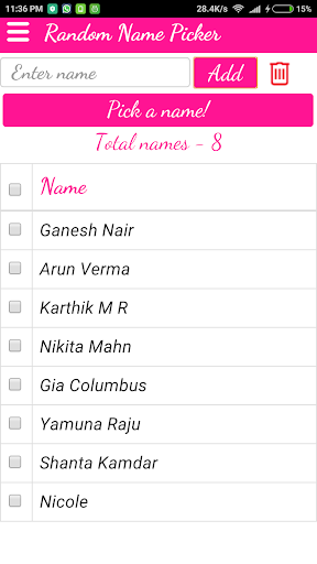 Android application Random Name Picker screenshort