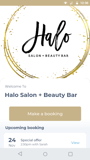 Android application Halo Salon + Beauty Bar screenshort