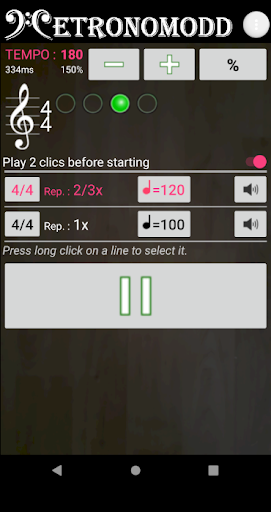 Programmable metronome Screen 3