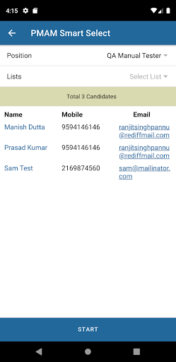 Android application PMAM Smart Select screenshort