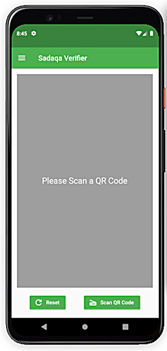 Android application Sadaqa Verifier screenshort