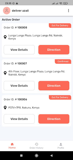 Android application Azali Delivery screenshort