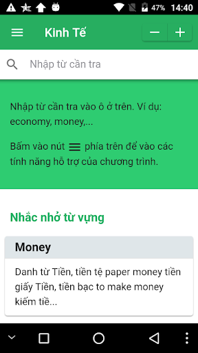 Android application Từ điển chuyên ngành kinh tế screenshort