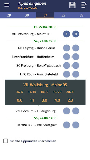 Android application meine Tipprunde screenshort