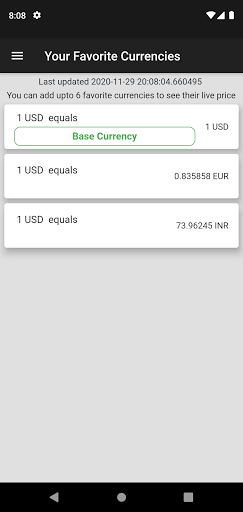 Android application Exchange Rates screenshort