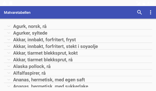 Matvaretabellen Screen 3