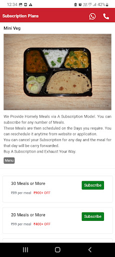 Sample Tiffin Service Screen 3