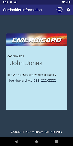 Android application EMERGICARD screenshort