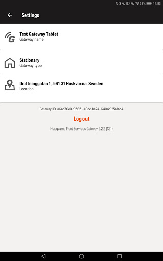 Screenshot of Husqvarna Fleet Services Gatew