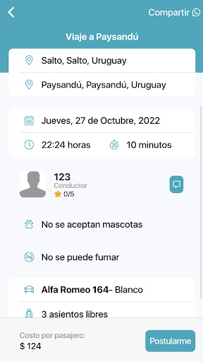 TuTuApp - Compartir viaje Screen 2