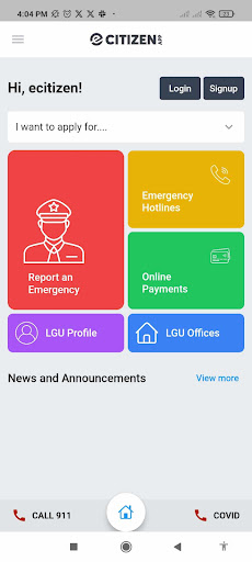 Android application eCitizen PH screenshort
