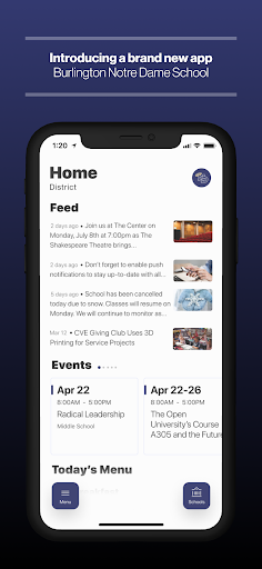 Android application Burlington Notre Dame School screenshort