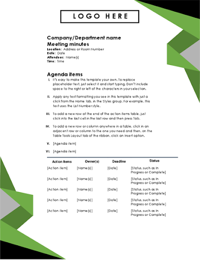 Meeting Minutes Note Templates Screen 3