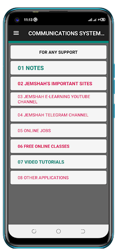 Android application COMMUNICATION SYSTEMS NOTES screenshort