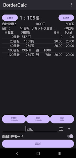 簡単にボーダー計算(回転率計算)-BorderCalc Screen 2