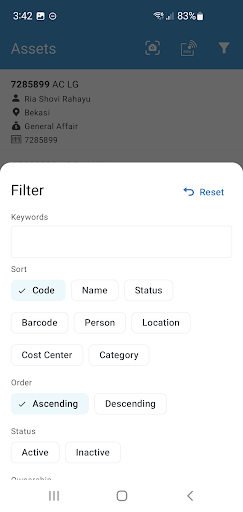 Activo X: Asset Management Screen 3