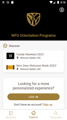 WFU Orientation Programs Screen 2